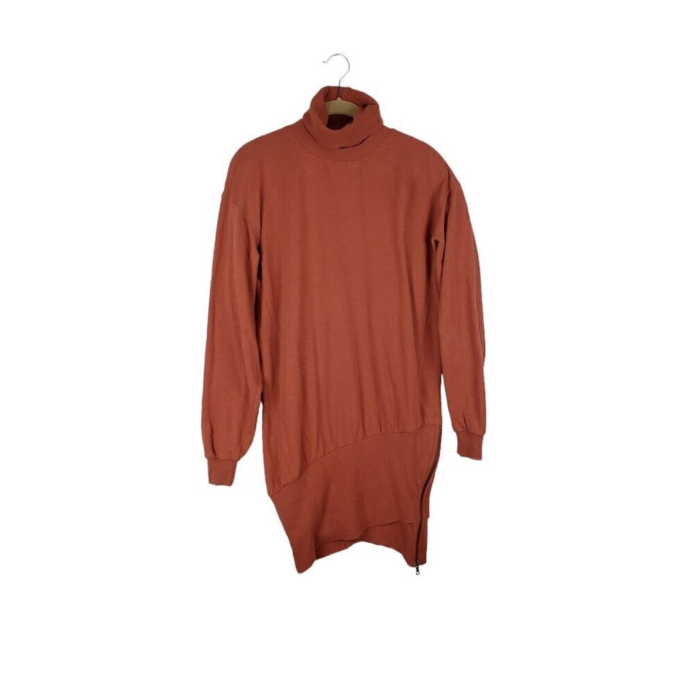 Young Fabulous & Broke Sweatshirt Dress Rust Faux Layered Zip Hem Size Small